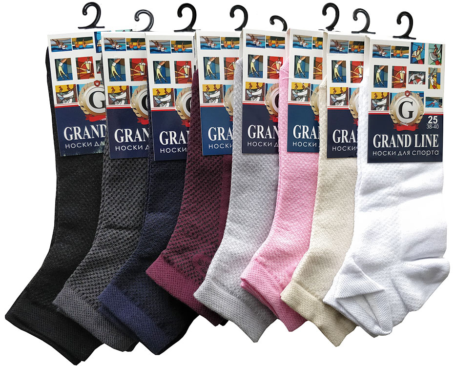 Носки для спорта GRAND (С-31, сетка), светло-серый, р. 27