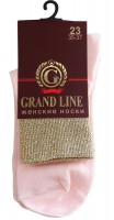 Носки женские GRAND LINE (Л-2, люрекс), персиковый/золото, р. 23 - Группа компаний "ДСМ" (носки оптом)