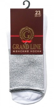 Носки женские GRAND LINE (Л-1, люрекс), белый/серебро, р. 23 (в)* - Группа компаний "ДСМ" (носки оптом)