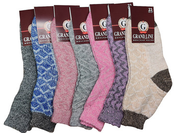 Носки женские тёплые GRAND LINE (ЖТ-69, рубчик), ассорти, р. 25 - Группа компаний "ДСМ" (носки оптом)