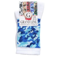 Носки GRAND LINE (С-41, синий камуфляж), белый, р. 25 - Группа компаний "ДСМ" (носки оптом)