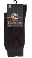 Носки мужские GRAND LINE (М-153, ромбы), коричневый, р. 25 - Группа компаний "ДСМ" (носки оптом)