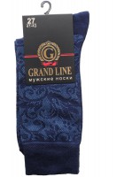 Носки мужские GRAND LINE (М-157, узоры), тёмно-синий/джинс, р. 27 - Группа компаний "ДСМ" (носки оптом)