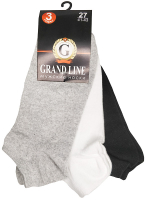 Комплект мужских носков GRAND LINE арт. МК-29/3 (3 пары), (хлопок, полиамид, эластан), (двойная резинка) - Группа компаний "ДСМ" (носки оптом)