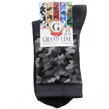 Носки GRAND LINE (С-41, серый камуфляж), тёмно-серый, р. 23 - Группа компаний "ДСМ" (носки оптом)