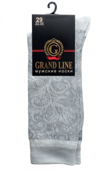 Носки мужские GRAND LINE (М-157, узоры), светло-серый, р. 29 - Группа компаний "ДСМ" (носки оптом)
