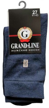 Носки мужские GRAND LINE (М-132, рисунок на паголенке), тёмно-синий, р. 27 - Группа компаний "ДСМ" (носки оптом)