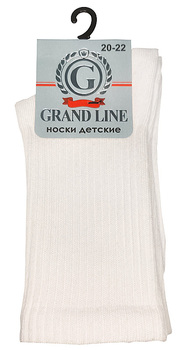 Носки детские GRAND LINE (Д-46, рубчик, лапки), белый, р. 14-16 - Группа компаний "ДСМ" (носки оптом)