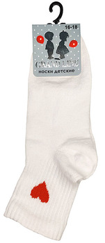 Носки детские GRAND LINE (ДК-13, гладь, сердечко), белый, р. 22-24 - Группа компаний "ДСМ" (носки оптом)