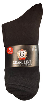 Носки мужские GRAND LINE (М-72/5), чёрный, р. 27 - Группа компаний "ДСМ" (носки оптом)